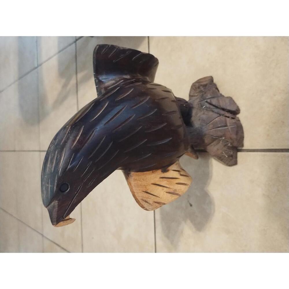 Vintage MCM Hand Carved Eagle Folk Art Decor Detailed carving